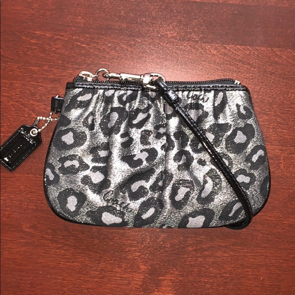 Coach Metallic Leopard Wristlet